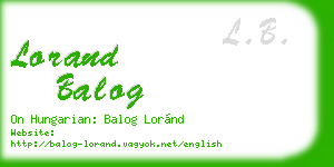 lorand balog business card